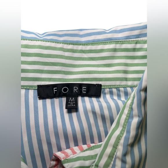 Fore Colorblock Striped Button Down Shirt Multicolor Long Sleeve Size Medium - Picture 5 of 7